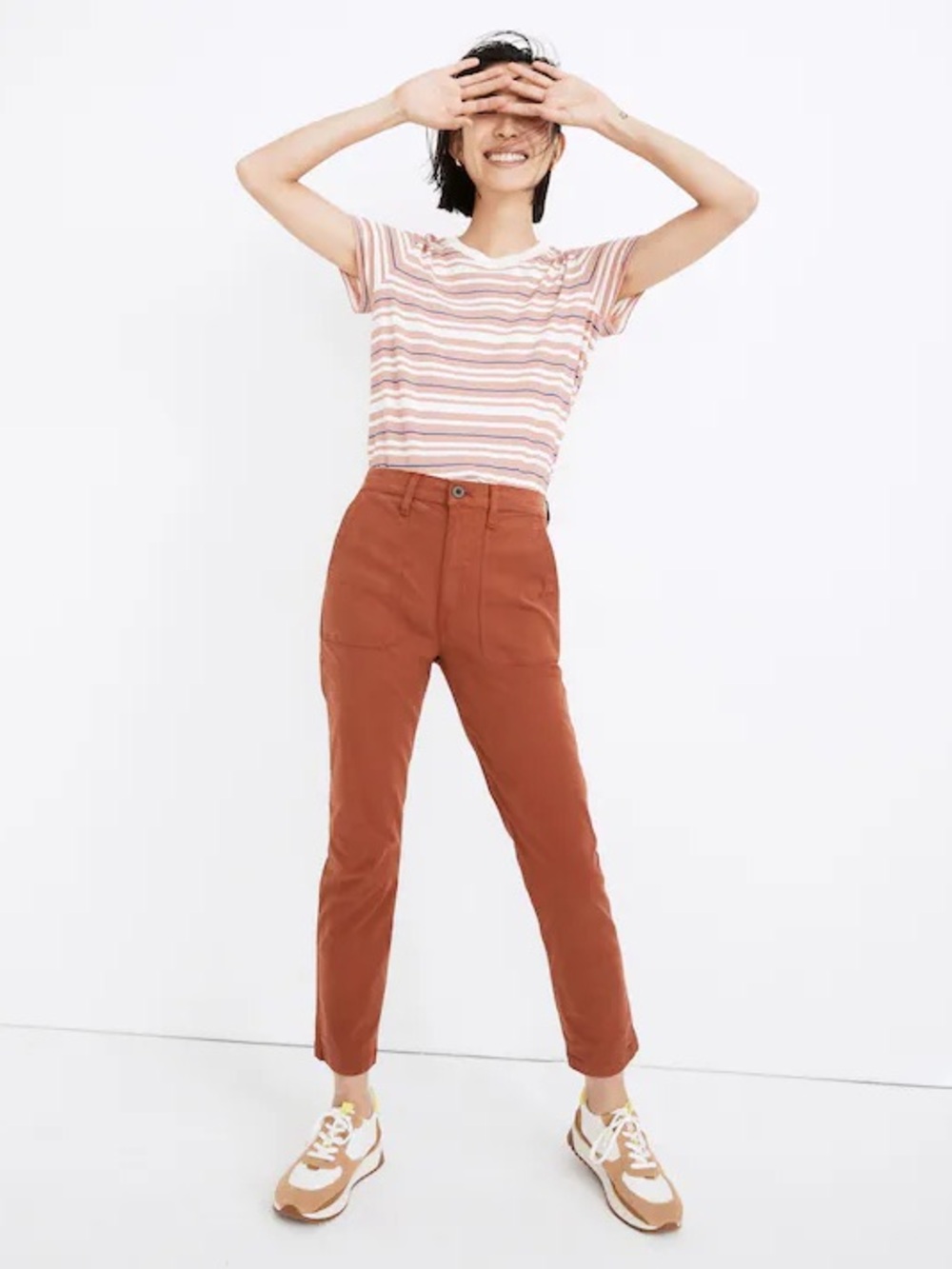 NWT Madewell Stovepipe Fatigue Pants TENCELL Lyocell Edition Rusty Torch size 25